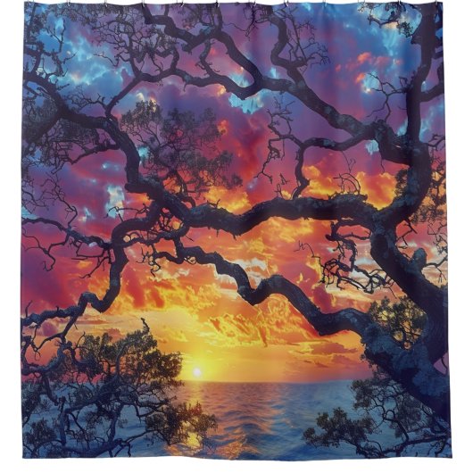 Sonnenuntergang Duschvorhang (Vorderseite)