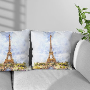 Sonnenuntergang Eiffelturm Paris Französische Aqua Kissen