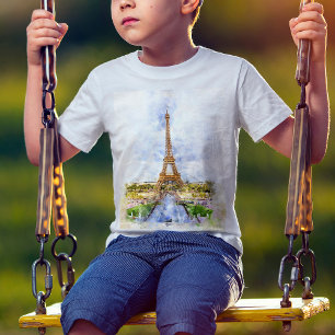 Sonnenuntergang Eiffelturm Paris Französische Aqua T-Shirt