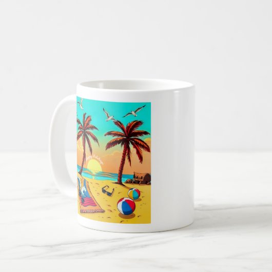 Sonnenuntergang: Ein tropischer Urlaub am Strand Kaffeetasse (Vorderseite Links)