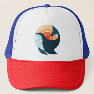 Sonnenuntergang: Ein Whale-Sprung in Retro-Farben Truckerkappe