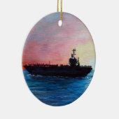 Sonnenuntergang eines Flugzeugträgers Keramik Ornament (Rechts)