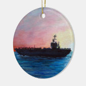Sonnenuntergang eines Flugzeugträgers Keramik Ornament (Links)