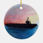 Sonnenuntergang eines Flugzeugträgers Keramik Ornament (Hinten)