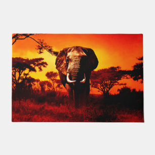 Sonnenuntergang-Elefant Fußmatte