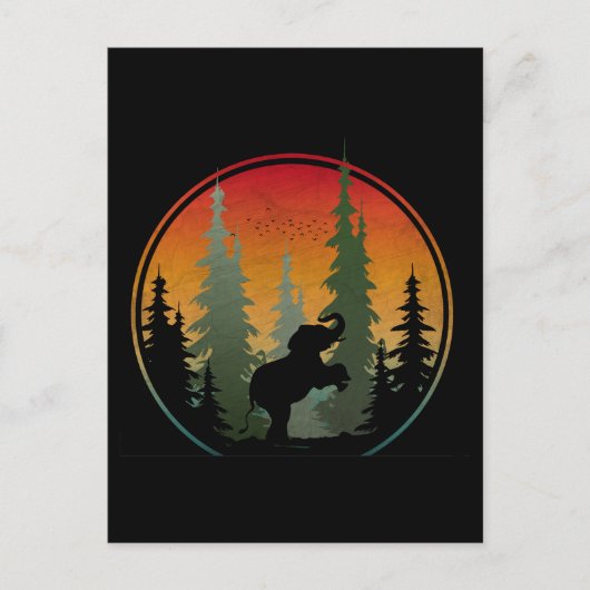 Sonnenuntergang Elefantenlandschaft Postkarte (Vorderseite)