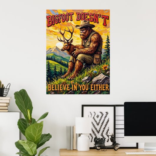 Sonnenuntergang Embrace: Sasquatch und die sanfte Poster (Heimbüro)