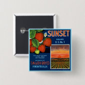 Sonnenuntergang Erdbeeren Button (Vorne & Hinten)