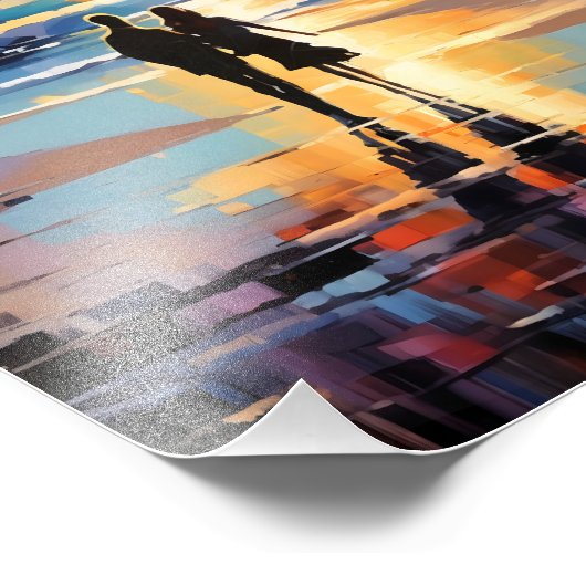 Sonnenuntergang Expressionist Romantische Strandla Fotodruck (Ecke)