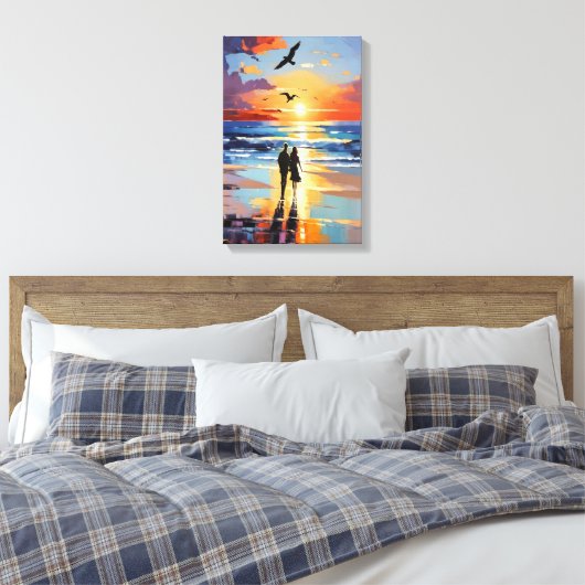 Sonnenuntergang Expressionist Romantische Strandla Leinwanddruck (Insitu (Schlafzimmer))