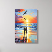 Sonnenuntergang Expressionist Romantische Strandla Leinwanddruck (Vorderseite)