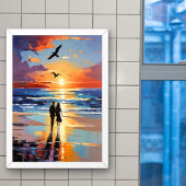Sonnenuntergang Expressionist Romantische Strandla Poster