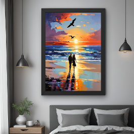 Sonnenuntergang Expressionist Romantische Strandla Poster
