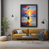Sonnenuntergang Expressionist Romantische Strandla Poster