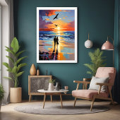 Sonnenuntergang Expressionist Romantische Strandla Poster