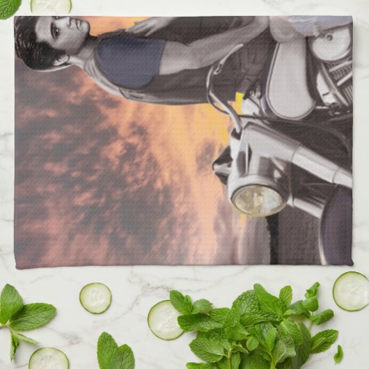 Sonnenuntergang-Fahrt 2 Geschirrtuch (Gefaltet)