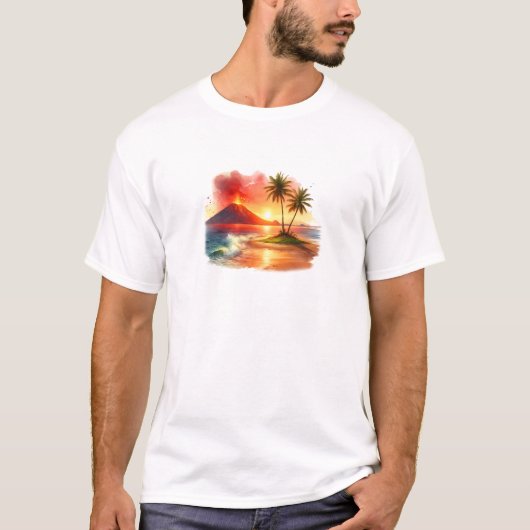 Sonnenuntergang Farbenfrohe Schnürsenkel T - Shirt (Vorderseite)