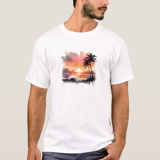 Sonnenuntergang Farbenfrohe Schnürsenkel T - Shirt (Vorderseite)