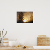 Sonnenuntergang färbt den Dampf über dem Lederbeck Poster (Küche)