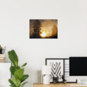 Sonnenuntergang färbt den Dampf über dem Lederbeck Poster (Heimbüro)