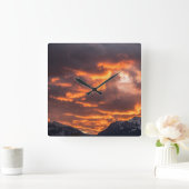 Sonnenuntergang Feuerschleife Quadratische Wanduhr (Zuhause)
