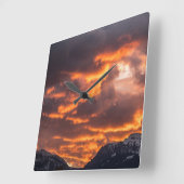 Sonnenuntergang Feuerschleife Quadratische Wanduhr (Winkel)