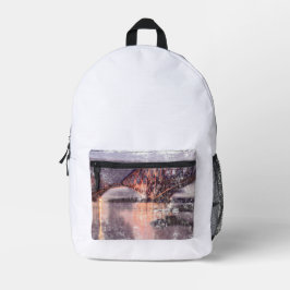 Sonnenuntergang Firth of Forth Eisenbahnbrücke Bedruckter Rucksack