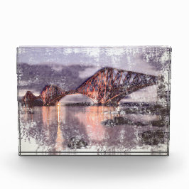 Sonnenuntergang Firth of Forth Eisenbahnbrücke Fotoblock