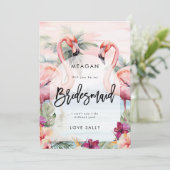 Sonnenuntergang Flamingo werden Sie meine Bridesma Ankündigung (Stehend Vorderseite)