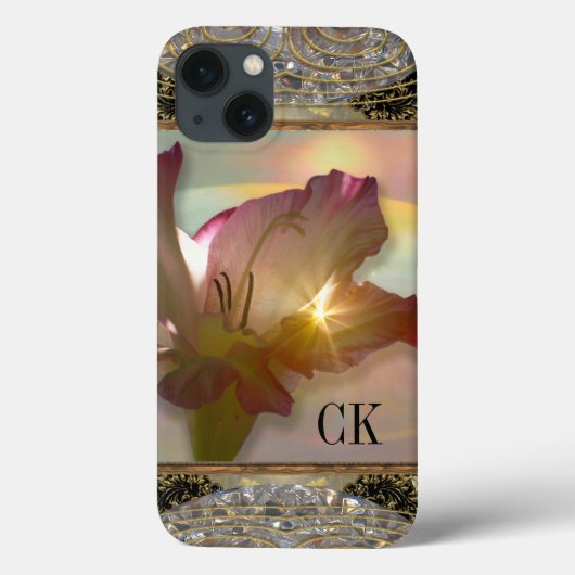 Sonnenuntergang Floral monogram Case-Mate iPhone Hülle (Rückseite)