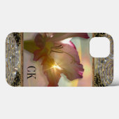 Sonnenuntergang Floral monogram Case-Mate iPhone Hülle (Rückseite (Horizontal))