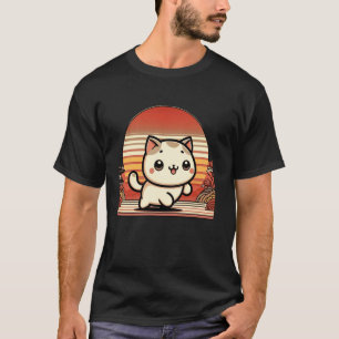 Sonnenuntergang Florales Kätzchen Liebhaber Japani T-Shirt