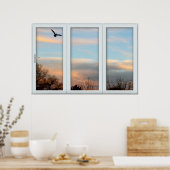 Sonnenuntergang Flying Bird White 3 Pane Illusion Poster (Küche)