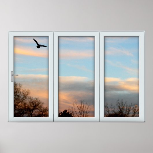 Sonnenuntergang Flying Bird White 3 Pane Illusion Poster (Vorne)