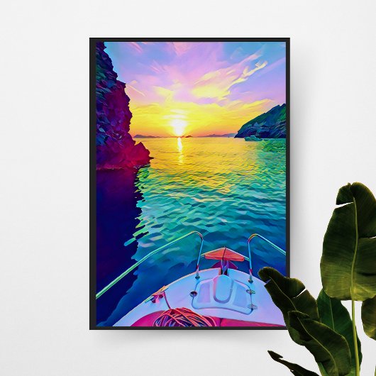 Sonnenuntergang - Frankreich durch Boot Poster
