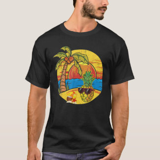 Sonnenuntergang Funny Pineapse Palmen Bäume Sonnen T-Shirt