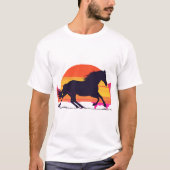 Sonnenuntergang Galloping Horn T-Shirt - Reiten (Vorderseite)