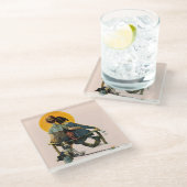 Sonnenuntergang Glasuntersetzer (Schrägansicht)