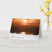 Sonnenuntergang glühen auf Wasser für Beileid Karte (Gelbe Blume)