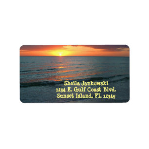 Sonnenuntergang / Golfküste / ruhiges Wasser / Ora Adressaufkleber