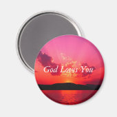 Sonnenuntergang, Gott Liebe Magnet (Vorderseite/Rückseite)