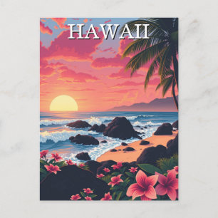 Sonnenuntergang Hawaii Aloha Vintage Reise Postkarte