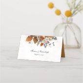 Sonnenuntergang Herbstblumenhochzeit Platzkarte (Rückseite)