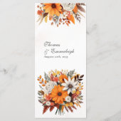 Sonnenuntergang Herbstliche Hochzeit mit floraler Menükarte (Rückseite)