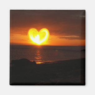 Sonnenuntergang-Herz Magnet