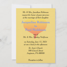 Sonnenuntergang Herz Mellow Yellow Blue Hochzeit E Einladung