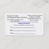 Sonnenuntergang-Himmel CA MFT-Internierter Terminkarte (Rückseite)