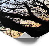 Sonnenuntergang hinter den Bäumen Poster (Ecke)