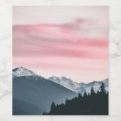 Sonnenuntergang hinter den Bergen Weinetikett (Einzelnes Label)