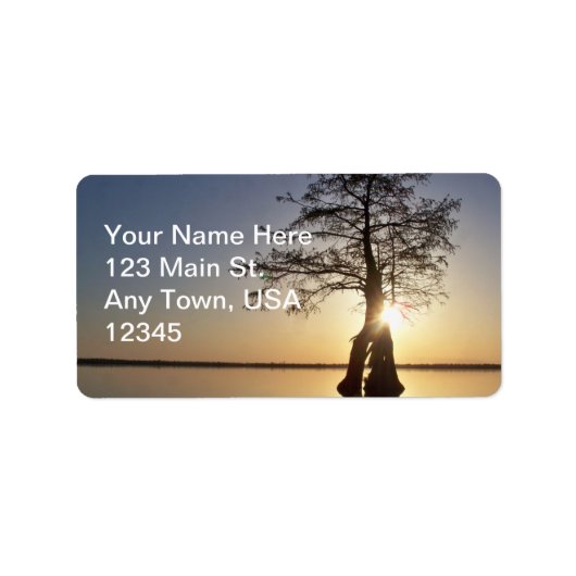 Sonnenuntergang hinter einem Baum Adressaufkleber (Vorne)